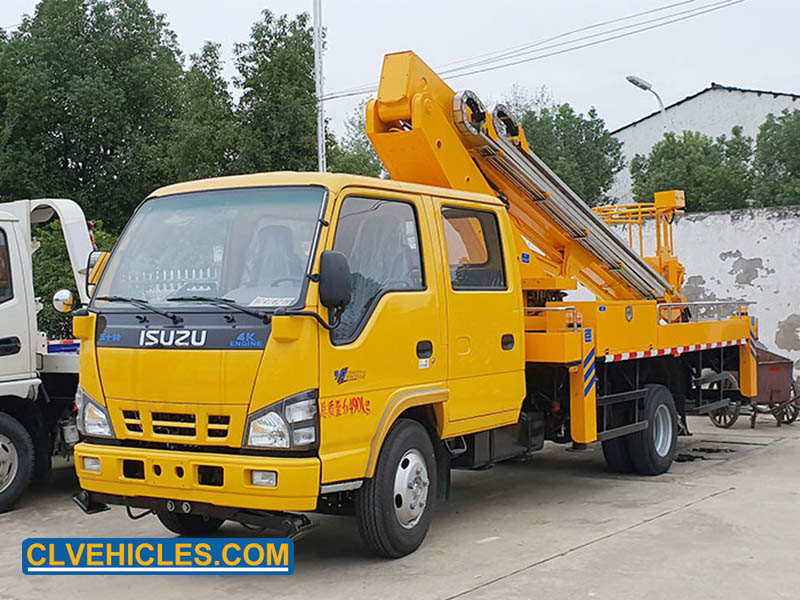 Telescopic boom aerial platform truck