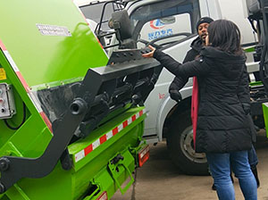 Customer from Seychelles come to factory and study our sanitation vehicle